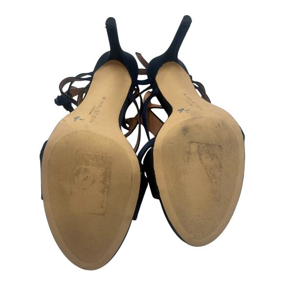 Halston Heritage Bette Strappy Stiletto Heels Sandals Navy Size 9 - Picture 6 of 6